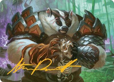 Hugs, Grisly Guardian Art Card - Gold Stamped Signature