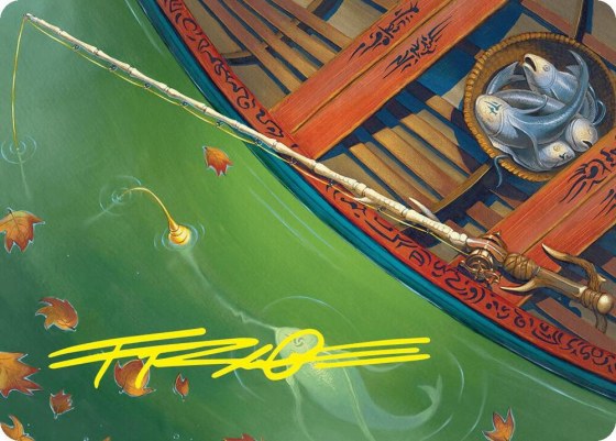 Fishing Pole Art Card - Gold Stamped Signature