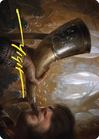 Horn of Gondor Art Card - Gold Stamped Signature
