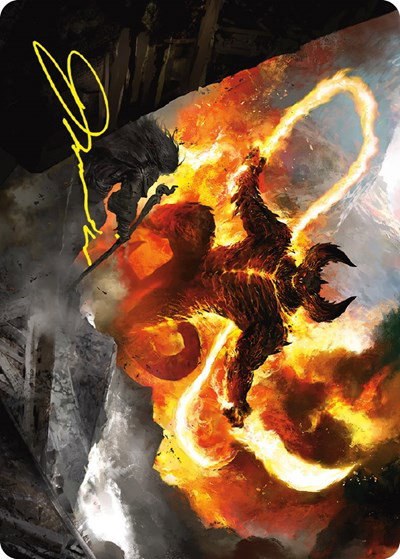 The Balrog, Flame of Udun Art Card - Gold Stamped Signature