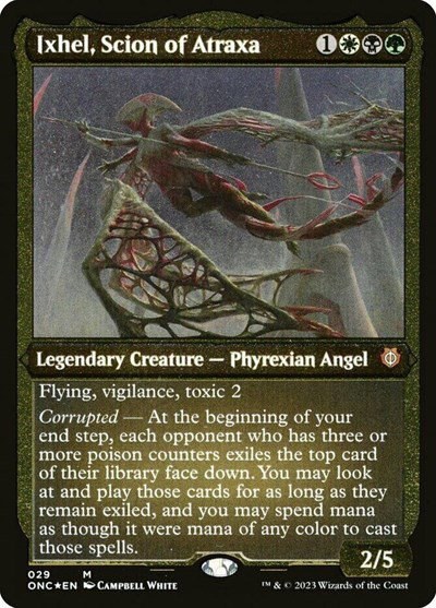 Ixhel, Scion of Atraxa (Display Commander) (Foil Etched) - Thick Stock