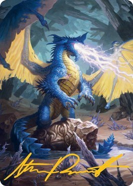 Blue Dragon Art Card - Gold Stamped Signature