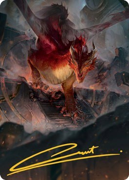 Red Dragon Art Card - Gold Stamped Signature