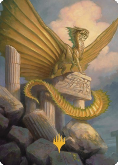 Ancient Gold Dragon Art Card - Gold Stamped