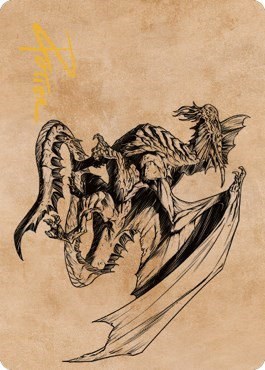 Ancient Silver Dragon Art Card - Gold Stamped Signature