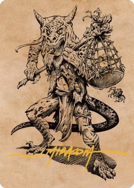 Taunting Kobold Art Card - Gold Stamped Signature