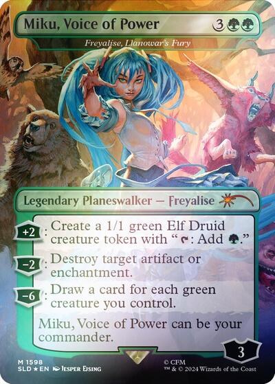 Miku, Voice of Power - Freyalise, Llanowar's Fury - Rainbow Foil