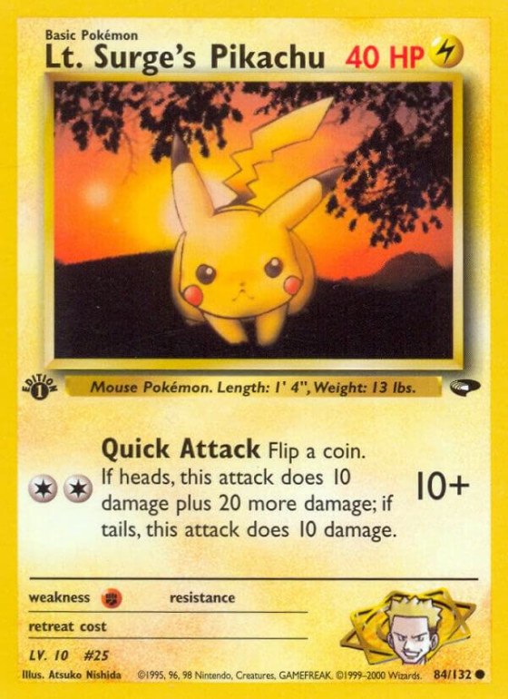 Lt. Surge's Pikachu - 1st Edition