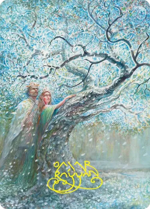 Flowering of the White Tree Art Card - Gold Stamped Signature