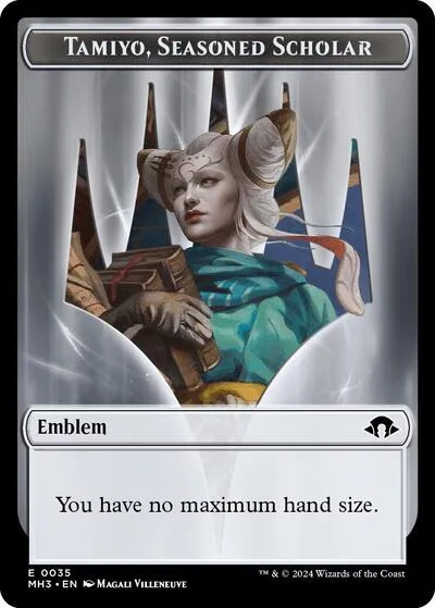 Emblem - Tamiyo, Seasoned Scholar // Energy Reserve Double-Sided Token
