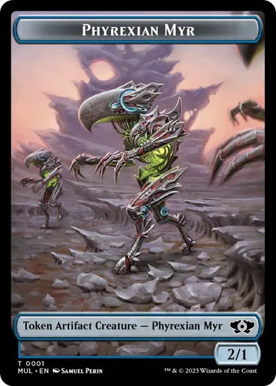 Phyrexian Myr // Knight Double-Sided Token - Foil Phyrexian Myr Knight Doub