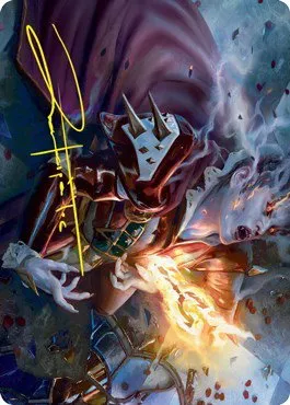 Flame-Blessed Bolt Art Card - Gold Stamped Signature