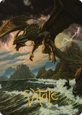 Ancient Bronze Dragon Art Card - Gold Stamped Signature