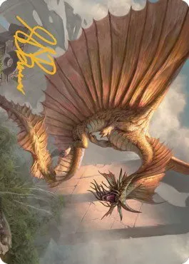Ancient Gold Dragon Art Card - Gold Stamped Signature
