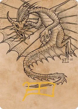 Ancient Gold Dragon Art Card - Gold Stamped Signature
