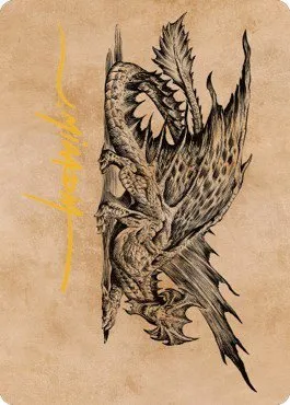 Ancient Brass Dragon Art Card - Gold Stamped Signature