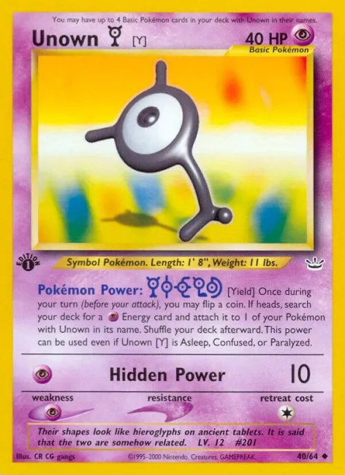 Unown [Y] - 1st Edition