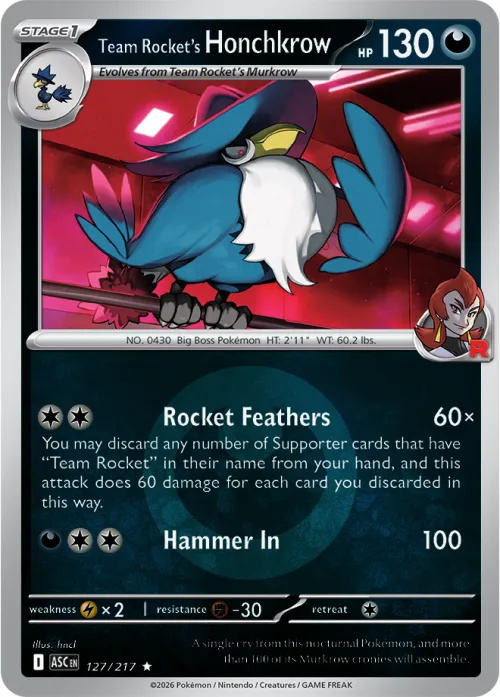 Team Rocket's Honchkrow - Energy Symbol Pattern