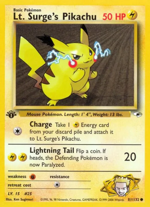 Lt. Surge's Pikachu - 1st Edition