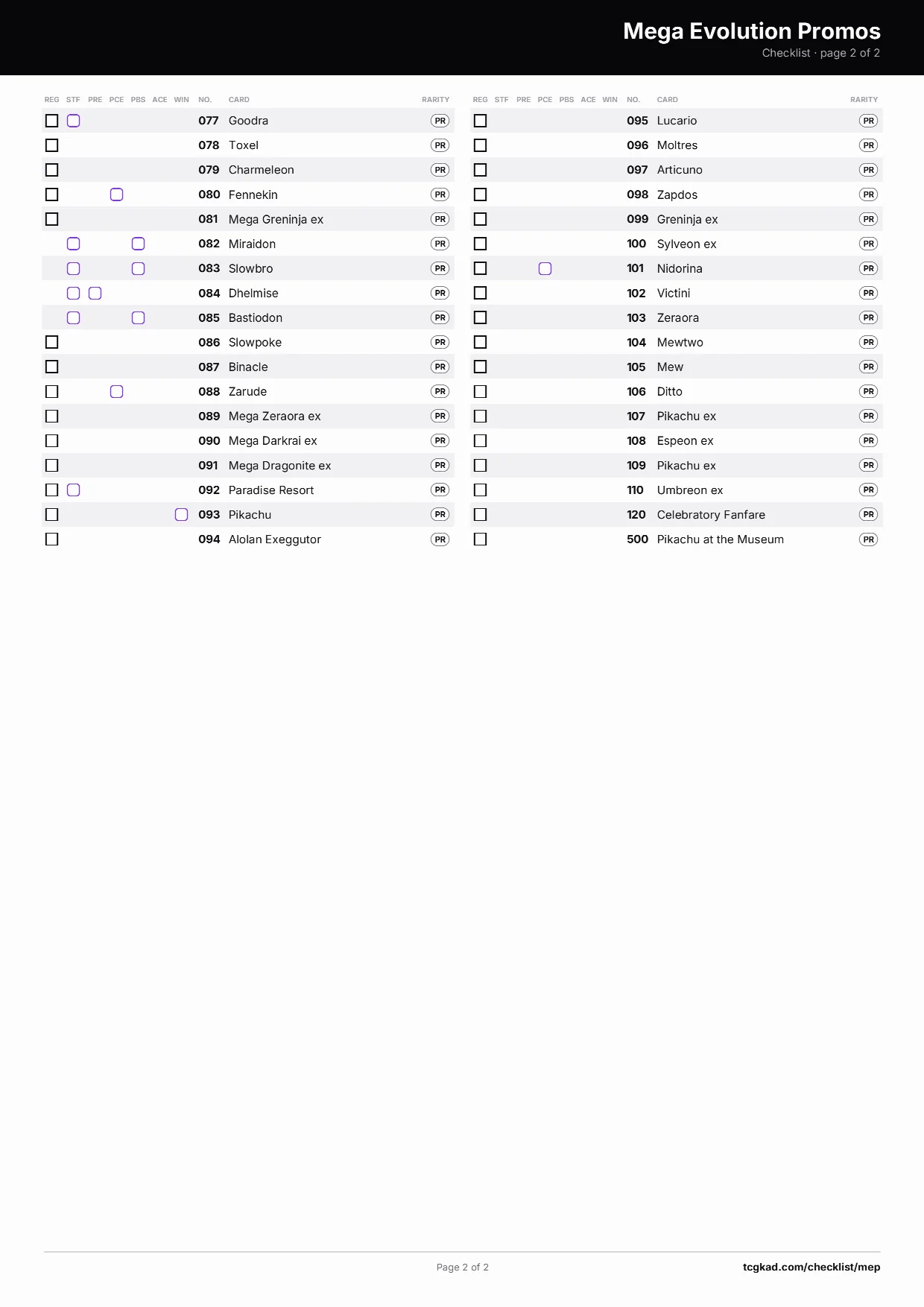 Mega Evolution Promos checklist, page 2 of 2